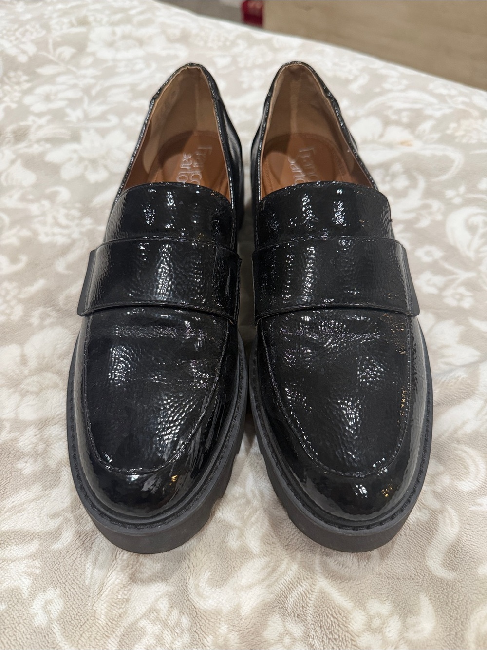 Franco Sarto - Chunky Black Patent Leather Women’s Loafers - Size 9.5